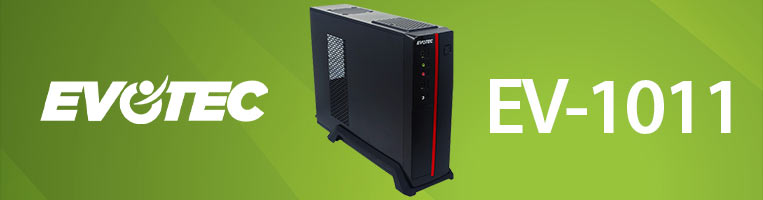 Gabinete Evotec EV-1011 Micro-ATX con fuente de 600W. Color Negro/Rojo.