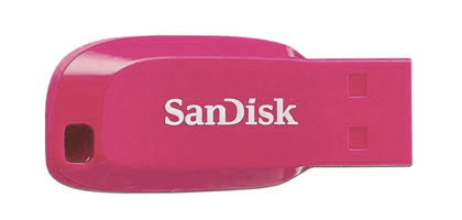 Unidad Flash USB 2.0 SanDisk Cruzer Blade de 16 GB. Color rosa.