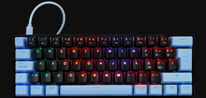 Teclado Gamer Mecanico GAME FACTOR KBG560 Switch Rojo RGB USB Negro  KBG560-RD