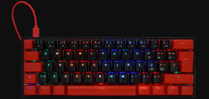 Teclado Gamer Mecanico GAME FACTOR KBG560 Switch Rojo RGB USB Negro  KBG560-RD