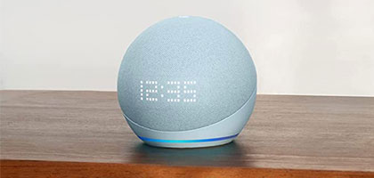 Caixa de Som  Echo Dot Alexa Smart 5ª Geração Com Relógio - Azul -  Epartshop