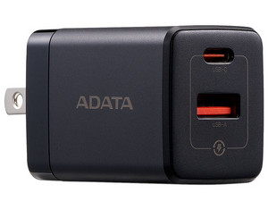 Cargador de Pared Adata GaN de 35 Watts 100-240V, 50/60Hz con 1x USB-A y 1x USB-C. Color Negro.
