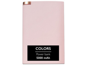 Batería Portátil recargable SO SEVEN Powerbank de 5,400 mAh. Color rosa.