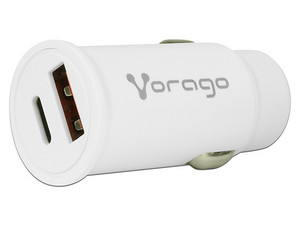 Cargador Para Auto Vorago AU-305-WH Tipo C, USB Tipo C, USB, Carga rápida, Color Blanco.