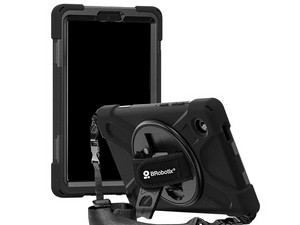 Funda Brobotix 406924 para Galaxy A11 de 8.7 pulgadas con correa y giro de 360 grados. Material Silicón y Policarbonato. Color Negro.
