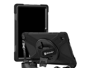 Funda Protectora Brobotix para Samsung Galaxy A11+, Uso rudo, Con correa y giro de 360 grados, Color Negro.