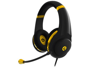 Audífonos Gamer con micrófono 4Gamers, 3.5mm, Color Negro/dorado.