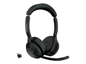 Audífonos Inalámbricos tipo Diadema Jabra Evolve2 55 Link380c MS Stereo, Respuesta de frecuencia 20-20000Hz, Bluetooth 5.2, Receptor USB. Color Negro.