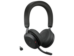 Audífonos con Micrófono Jabra Evolve2 75 con soporte de carga, Certificado para Microsoft Teams, Bluetooth, USB-C. Color Negro.