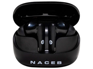Audífonos internos Naceb con Micrófono NA-0322, Inalámbricos, Bluetooth y Cancelación de Ruido. Color Negro.