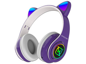 Audífonos Gamer Necnon NBH-07, Bluetooth, 3.5mm, LED. Color Morado.