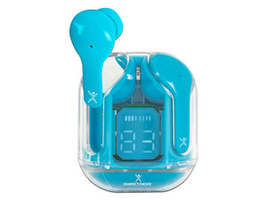 Audífonos Perfect Choice ClearBeat con display, TWS, Bluetooth, Color Azul.

