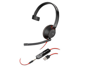 Audífonos tipo diadema Plantronics Blackwire C5210 Monoaural con micrófono, USB, Supresión de ruido, Color Negro.