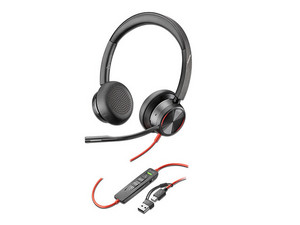 Audífonos tipo Diadema con Micrófono Poly Blackwire 8225,  Respuesta de frecuencia 20Hz-20kHz, USB-C y USB. Color Negro.