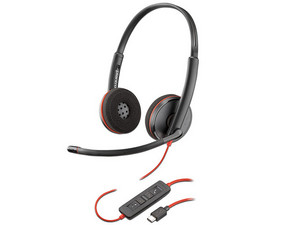 Audífonos tipo Diadema con Micrófono Poly Blackwire 3220, Respuesta de Frecuencia 20Hz-20KHz, USB-C, USB-A, 3.5mm. Color Negro. (Bulk)