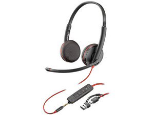 Audífonos tipo Diadema con Micrófono Poly Blackwire 3225, Respuesta de Frecuencia 20Hz-20kHz, USB-C, USB-A, 3.5mm. Color Negro. (Bulk)