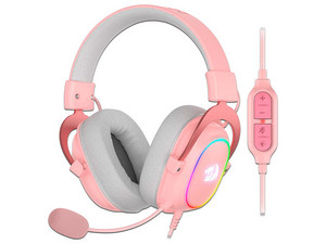 Audífonos Gamer tipo Diadema Redragon ZEUS X H510, RGB, USB, Color Rosa.