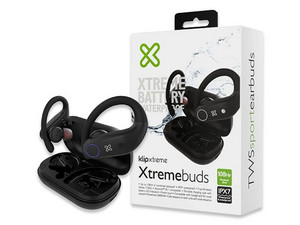 Audífonos Bluetooth Klip Xtreme KTE-500BK Xtremebuds TWS, In Ear, Resistencia al Agua IPX7, Micrófono Integrado, Estuche con Batería Portátil, Color Negro.