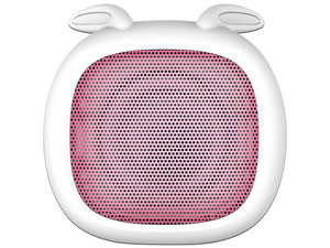 Mini Bocina portátil recargable Getttech GAR-31510, Bluetooth, color blanco/rosa, diseño de conejo.
