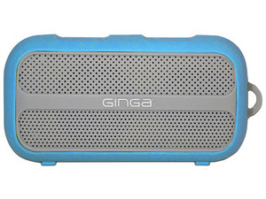 Bocina portátil Ginga Antishock, recargable, Bluetooth. Color Azul/Gris.