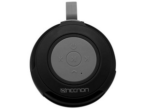Bocina Inalámbrica NECNON, Contra Salpicaduras, Bluetooth 5.0, Alcance 10 m, Slot TF, Manos Libres, Radio FM, IPX4, Puerto 5V, Ventosa, 3W, Color Negro.