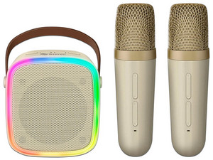 Mini Karaoke Steren BOC-KR Bluetooth, Potencia de 5W, Distancia de Operación de 8m, 2 Micrófonos, Hasta 128Gb, Color Blanco.