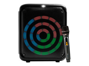 Bafle Vorago Inalámbrico KSP-350, Bluetooth, 30W RMS, Incluye Micrófono Inalámbrico, Color Negro.