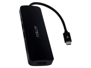 Hub USB Acteck AC-934619 6 en 1 de USB Tipo C a USB, 2 Puertos USB 3.0, Carga Tipo C de 60W, Lector SD, Lector TF, HDMI, Color Negro.
