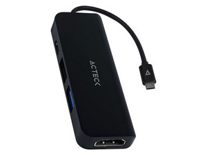 Hub USB-C Acteck 4 en 1, puertos HDMI, USB-A 3.0, USB-A 2.0, USB-C para carga.