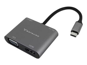 Adaptador Hub Concentrador USB-C a HDMI, VGA, USB y PD.
