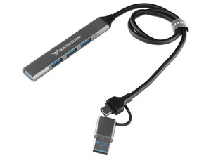 Adaptador Hub USB-C, Batauro, 1x USB-A 3.0, 3x USB-A 2.0, Aluminio.