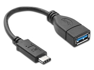 Cable Brobotix de USB-C a USB (M-H) V3.0, OTG, 20cm. Color Negro.