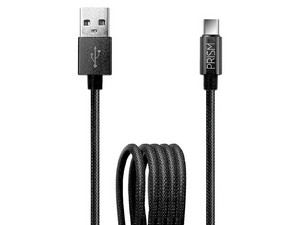Cable de Datos FoxBox 8700-0002 USB Tipo C a USB Tipo A (M-M), Nylon Flex. Color Negro.