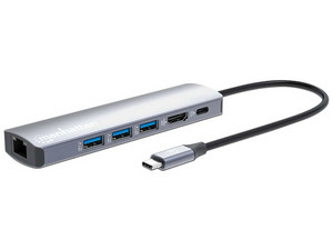 Docking USB-C 6 en 1, con HDMI (4K@60Hz), tres puertos USB-A (5Gbps), puerto USB-C Power Delivery (100W) y puerto Gigabit RJ45, para expandir la conectividad de tu laptop o dispositivo con un solo cable.