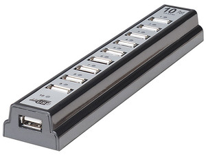 Hub USB Manhattan de 10 Puertos (Convierte 1 puerto USB en 10) con Adaptador CA.