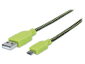 Cable Manhattan Micro USB tipo B (M) a USB tipo A (M) de 1m con recubrimiento texil.