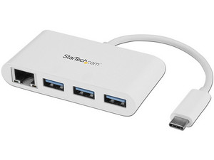 Concentrador StarTech USB-C a USB 3.0 y RJ45, Color Blanco.