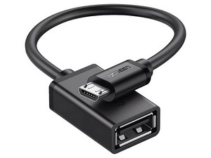 Adaptador OTG Micro USB Macho A USB 2.0 A Hembra. Color Negro.
