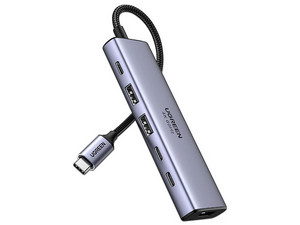 Hub UGREEN 35999 6 en 1, 2 Puertos USB Tipo C, 2 Puertos USB Tipo A, 1 Puerto HDMI, 1 Puerto PD. Color Gris.