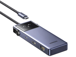 Hub USB UGREEN 45155 7 en 1, 2 Puertos USB 3.0, 1 Puerto USB 2.0, 2 Puertos USB Tipo C, 1 Puerto RJ-45, 1 Puerto HDMI. Color Gris.