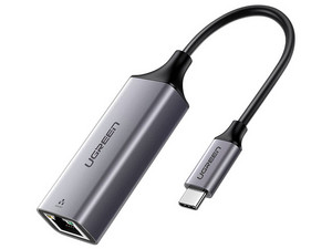 Adaptador de red UGREEN de USB-C (M) a RJ45 (H). Color Plateado.