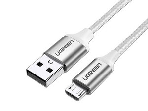 Cable UGREEN de USB 2.0 a Micro USB (M-M), Carga rápida, 1m. Color Plateado.