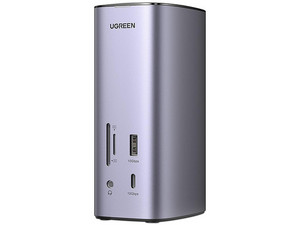 Hub USB UGREEN 90325 12 en 1 de USB Tipo C a USB, HDMI, USB Tipo C, Lector MicroSD, Lector SD, 3.5 mm, HDMI 4k, HDMI 8k y DisplayPort (H), RJ-45, Color Gris.