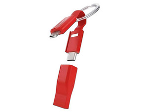 Cable de Datos 5 en 1 Vonmahlen, USB-A, USB-C, Lightning y MicroUSB. Color Rojo.