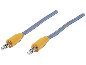 Cable de Audio Manhattan estéreo de 3.5 mm (M-M), 1m. Color Azul/Naranja.
