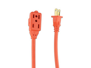 Extensión de alimentación Santul SE324085 de uso rudo con 3 contactos, 5m. Color Naranja.