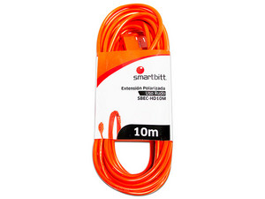 Cable de extensión de Uso Rudo Smartbitt SBEC-HD10M de 3 Tomacorrientes polarizados, 10 m. Color Naranja.