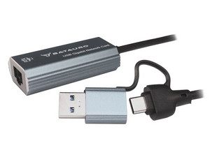 Adaptador de Red Batauro AD-C1000MBRJ, USB Tipo C, USB Tipo A 3.0, RJ-45, 1Gbps, Aluminio. Color Plata.