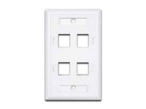 Placa de pared Condunet de 4 puertos tipo Keystone, Color Blanco.