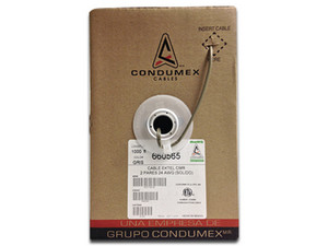Bobina de Cable Condumex Ektel CMR de 2 pares , Caja con 305 m, 24 AWG. Color Gris.